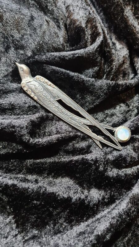 Jugendstil Brosche "Schwalbe"