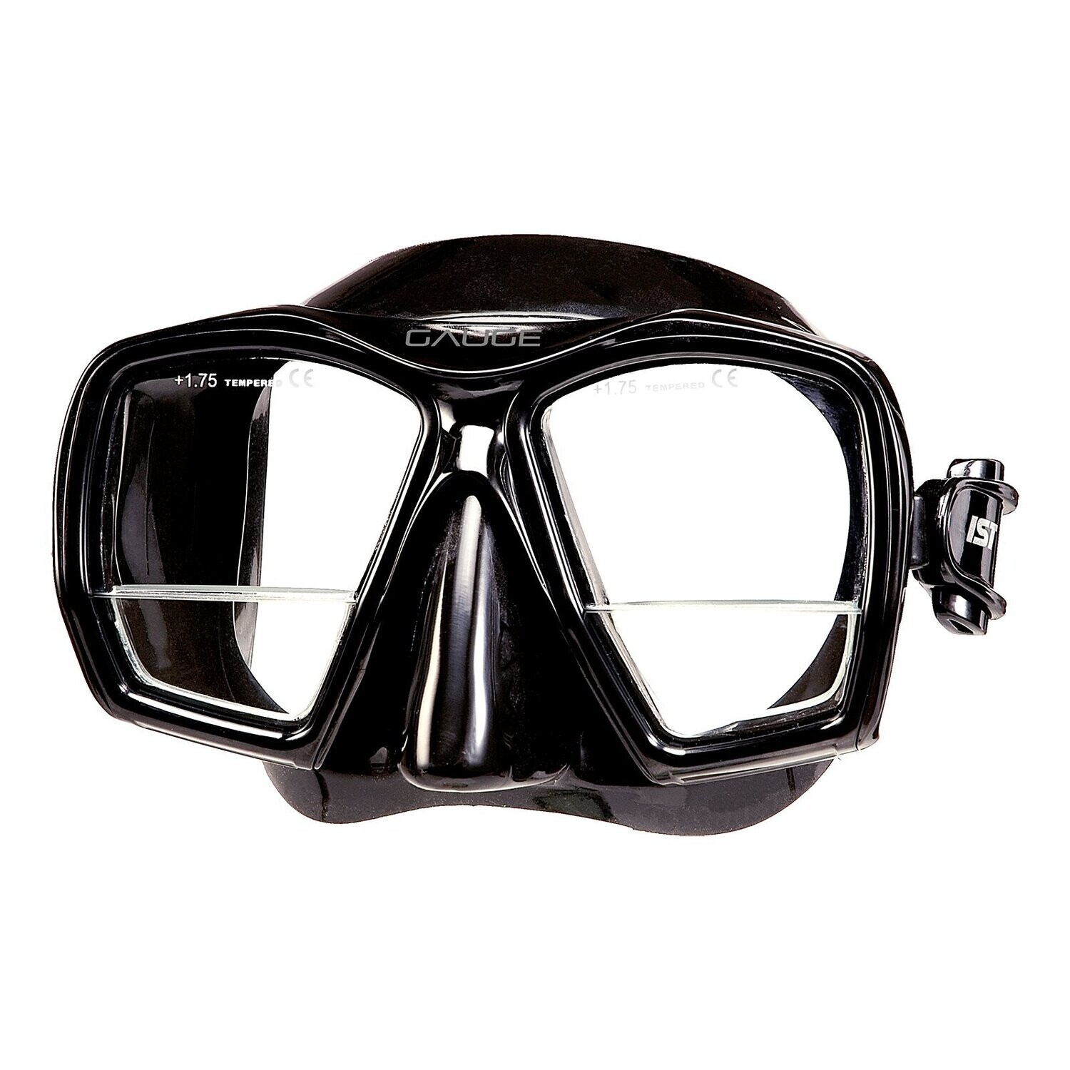 IST MP207 GAUGE Twin lens SCUBA dive mask built-in reading lens, COLOUR: BLACK