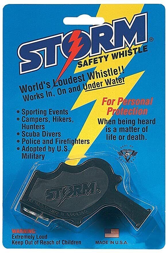 STORM SAFETY WHISTLE WORLD LOUDEST WHISTLE WORKS IN ON & UNDER WATER SCUBA ETC