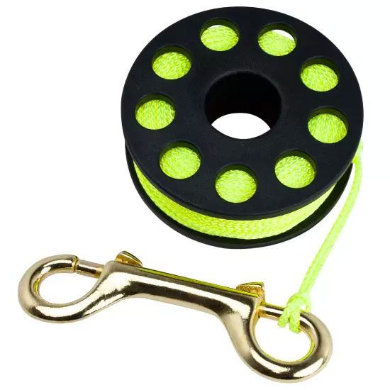 Aquatec Scuba diving Yellow line finger reel spool & snap bolt