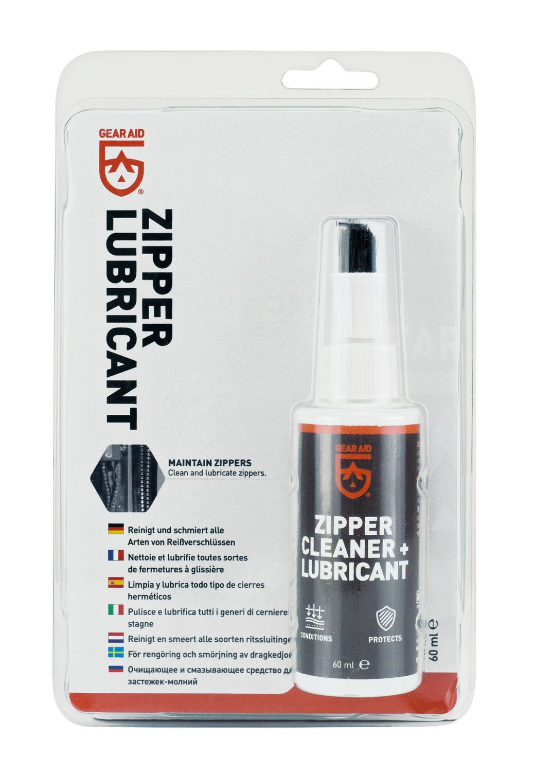 Mc Nett GEAR AID ZIP CARE Zipper Cleaner and Lubricant . 60ml bottle with brush Mc Nett GEAR AID ZIP CARE Zipper Cleaner and Lubricant . 60ml bottle with brush