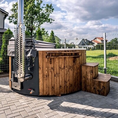 Badefass mit Holzofen, GFK-Einsatz, ø 225 cm