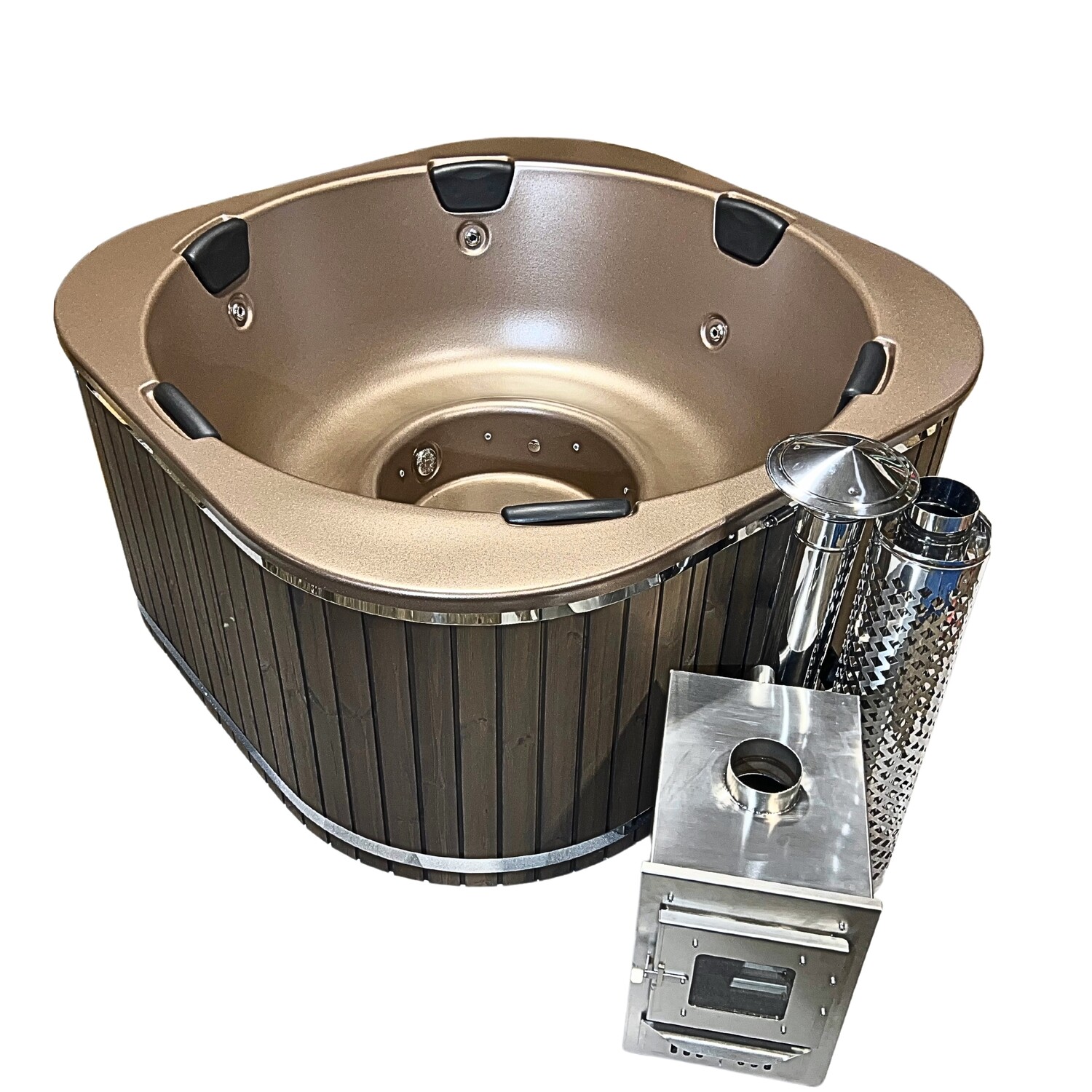 MARBLE mit EXTERN-Holzofen, Acryl-Einsatz, ø 200 cm