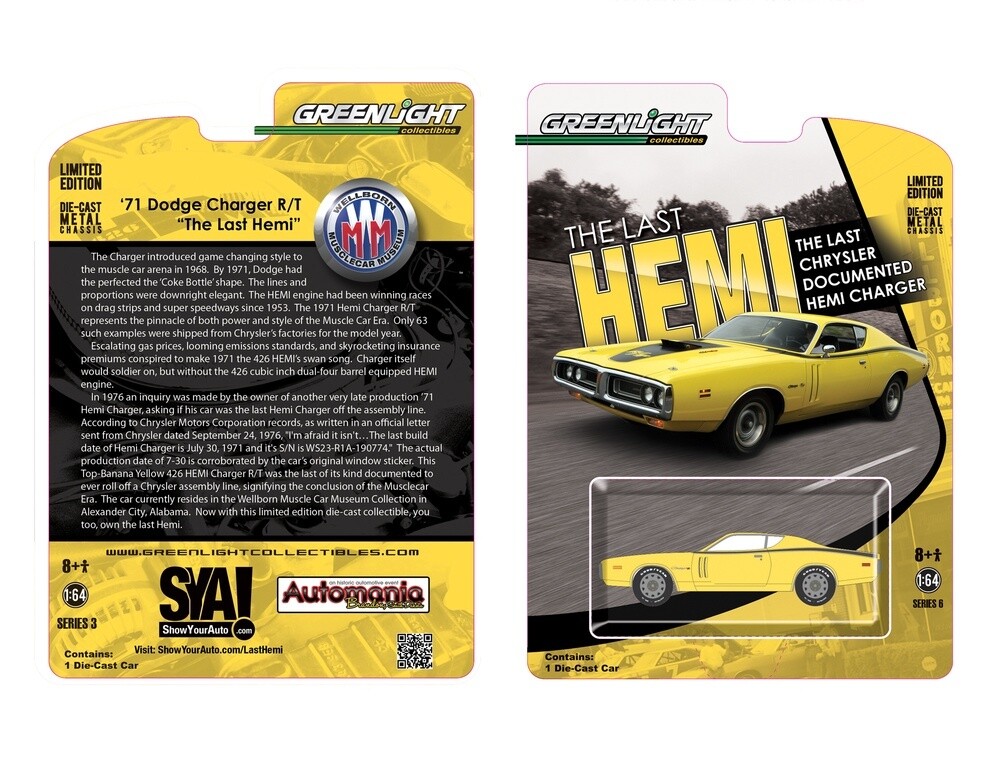 Last Hemi RT Charger 1:64 Diecast