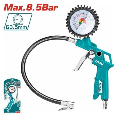 TOTAL AIR TIRE INFLATING GUN,MAX
PRESSURE:8.5BAR(120PSI),WITH EUROPE,USA,
NITTO AND ITALY TYPE CONNECTOR TOTTAT11601