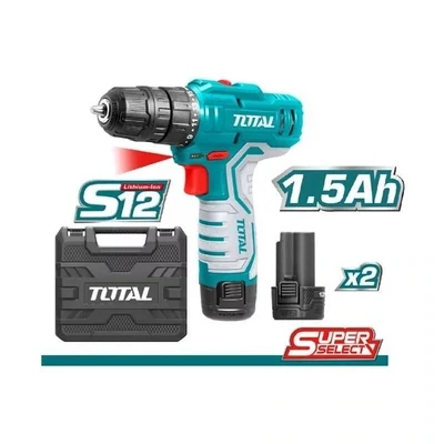 TOTAL LITHIUM -ION CORDLESS DRILL,12V, MAX
TORGUE 20NM, WITH 2PCS 1.5AH BATTERY
PACK TOTTDLI12325