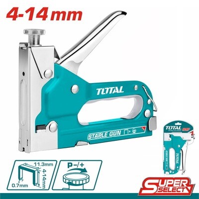 TOTAL STAPLE GUN, ADJUSTABLE DRIVING
FORCE, WIRE: 0.7MM, CROWN: 11.3MM,
LENGTH: 4-14MM TOTTHT311425
