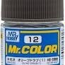 Mr Hobby Mr. Color 12 - Olive Drab (1) (Semi-Gloss/Aircraft) - 10ml