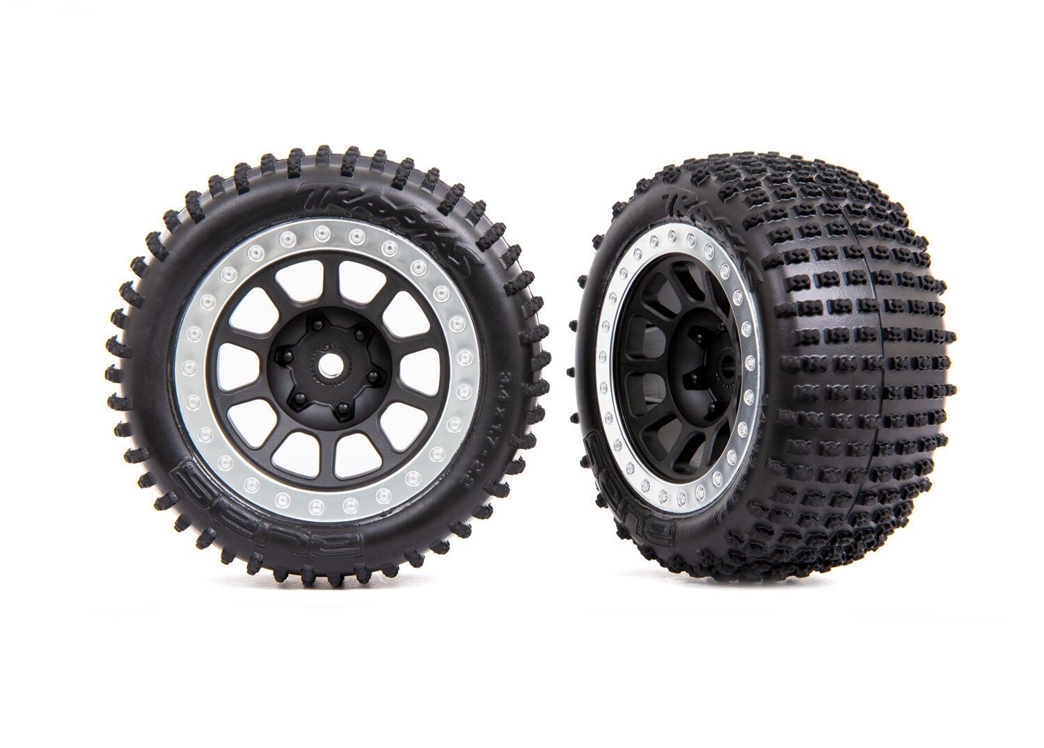 Tires &amp; wheels (2), (2.2&quot; black satin chrome)(Bandit rear) (Medium compound) - 2470G