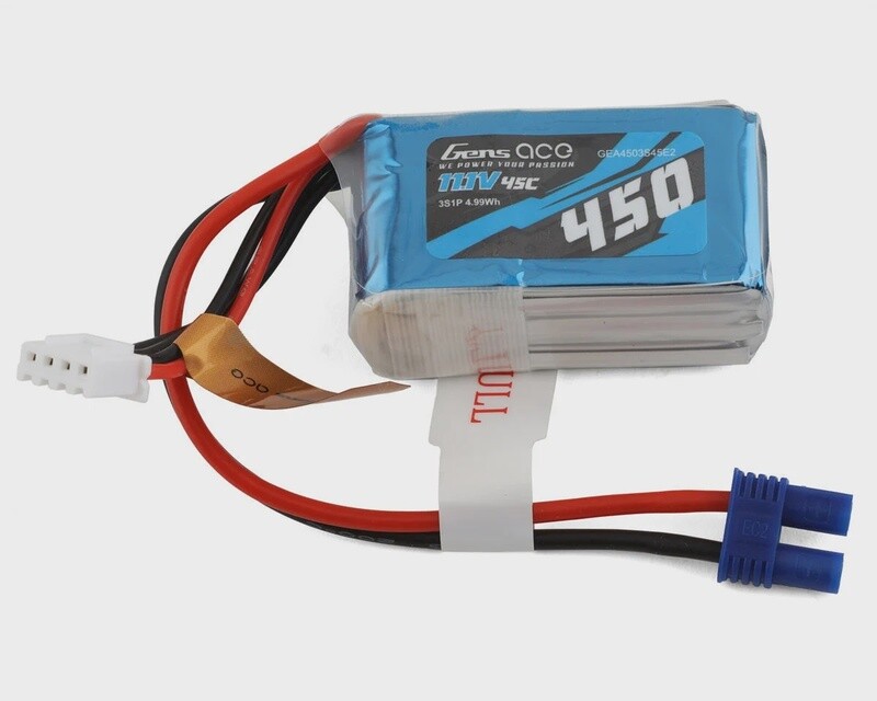 Gens Ace 3S LiPo Battery 45C (11.1V/450mAh) w/EC2 Connector Gens Ace 3S LiPo Battery 45C (11.1V/450mAh) w/EC2 Connector