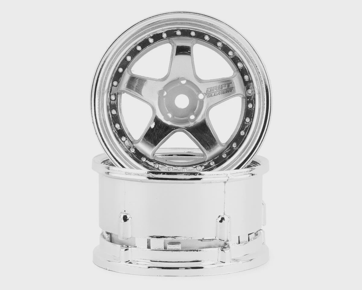 DSC-DE-008 DS Racing Drift Element 5 Spoke Drift Wheels (Triple Chrome) (2) (Adjustable Offset) w/12mm Hex