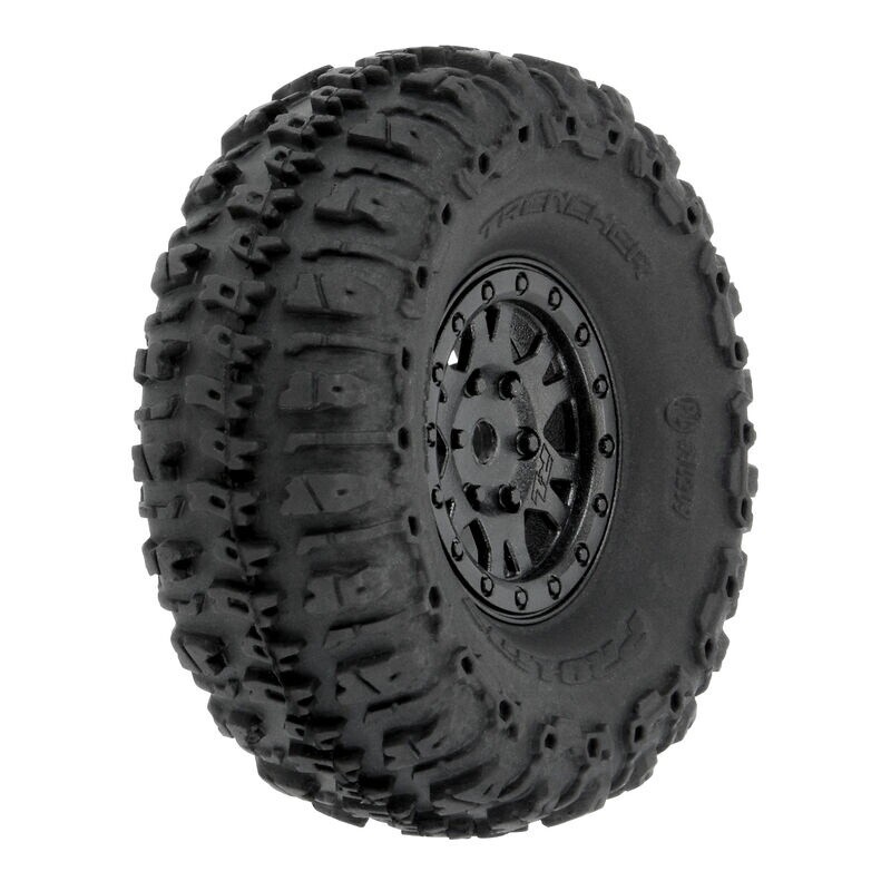 PRO1020910 1/24 Trencher F/R 1.0&quot; Tires Mounted 7mm Black Impulse (4): SCX24