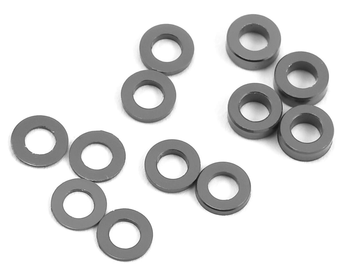 PTK-8376 Aluminum Ball Stud Washer Set (Grey) (12) (0.5mm, 1.0mm &amp; 2.0mm)