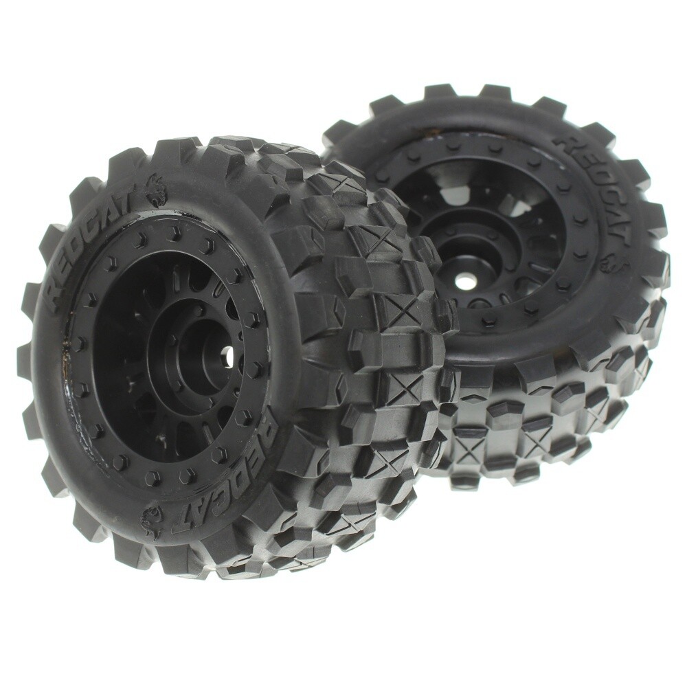 RER13657 Pre-mounted 1/16 Scale Tires (Black) - Volcano