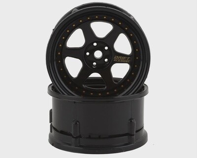 DSC-DE-207 DS Racing Drift Element 6 Spoke Drift Wheels (Triple Black w/Gold Rivets) (2) 12mm Hex