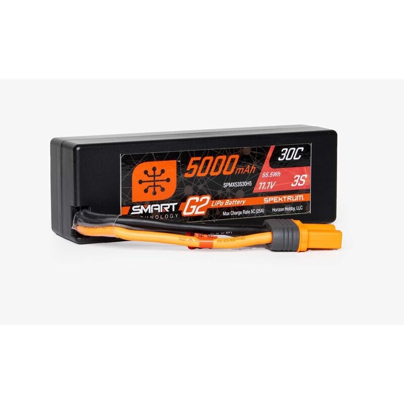 SPMX53S30H5 11.1V 5000mAh 3S 30C Smart G2 Hardcase LiPo Battery: IC5