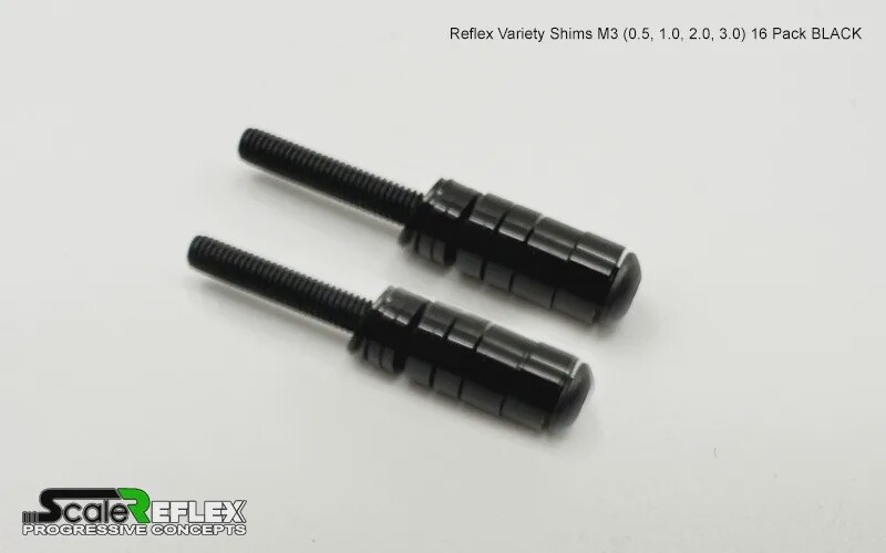 M3 Aluminum Shims (0.5mm / 1mm 2mm 3mm) (16-Pack), Colour: Black