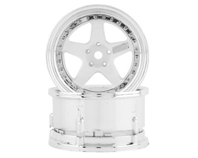 DS Racing Drift Element 5 Spoke Drift Wheels (White &amp; Chrome) (2) (Adjustable Offset) w/12mm Hex