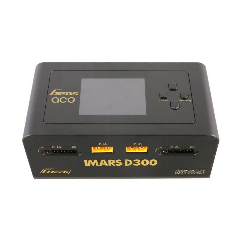 Gens Ace IMARS D300 G-Tech Channel AC/DC 300W/700W RC Battery Charger-US Black