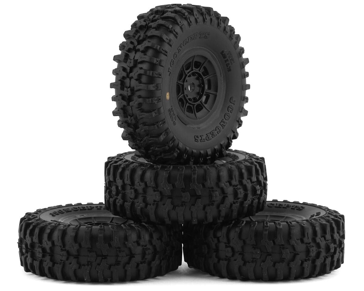 JConcepts Tusk 1.0&quot; Pre-Mounted Tires w/Hazard Wheel (Black) (4) (Gold) w/7mm Hex
