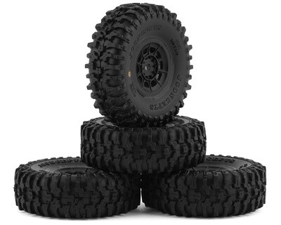 JConcepts Tusk 1.0&quot; Pre-Mounted Tires w/Hazard Wheel (Black) (4) (Gold) w/7mm Hex