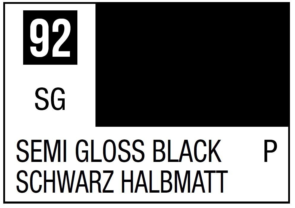 Mr Hobby Mr. Color 92 - Semi Gross Black (Semi-Gloss/Primary) - 10ml