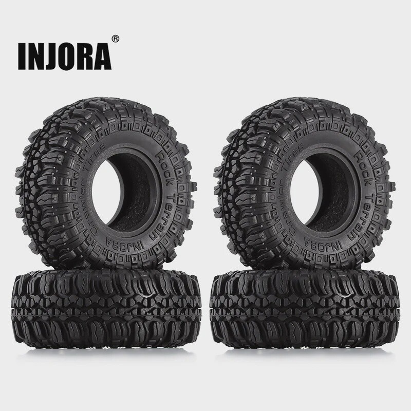 INJORA 1.0" 56*22mm S5 Soft Rubber Rock Terrain Tires For 1/24 RC Crawlers (4)