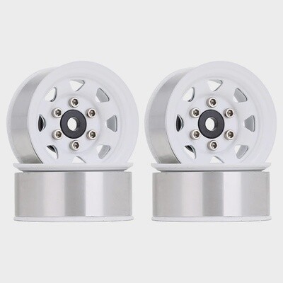 INJORA 4PCS 1.55&quot; Metal Beadlock Wheel Rims For 1/10 RC Crawler Car White
