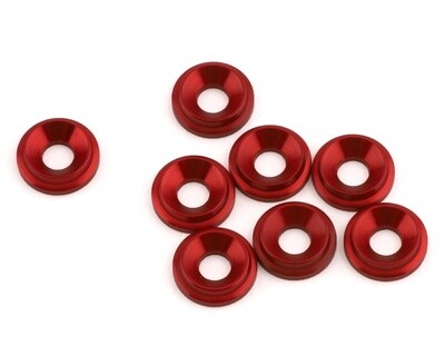 1UP Racing 3mm LowPro Countersunk Washers (Red Shine) (8)