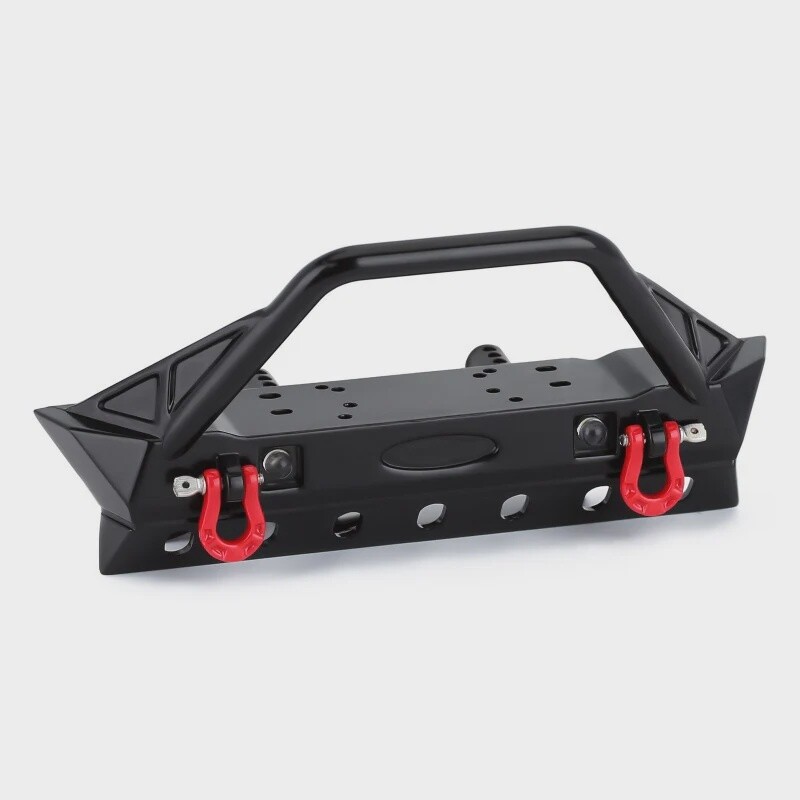 Black Metal Front Bumper With Lights For 1/10 RC Crawler