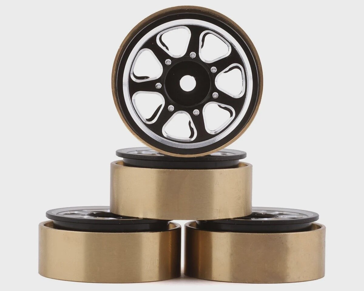 Samix SCX24 Aluminum &amp; Brass 1.0&quot; Beadlock Wheel Set (Black) (4) (20g)