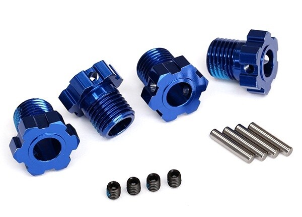 Wheel hubs, splined, 17mm (blue-anodized) (4)/ 4x5 GS (4), 3x14mm pin (4) 8654