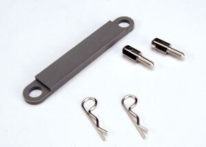 Battery hold-down plate (grey) / metal posts (2) / body clips (2) 3727A