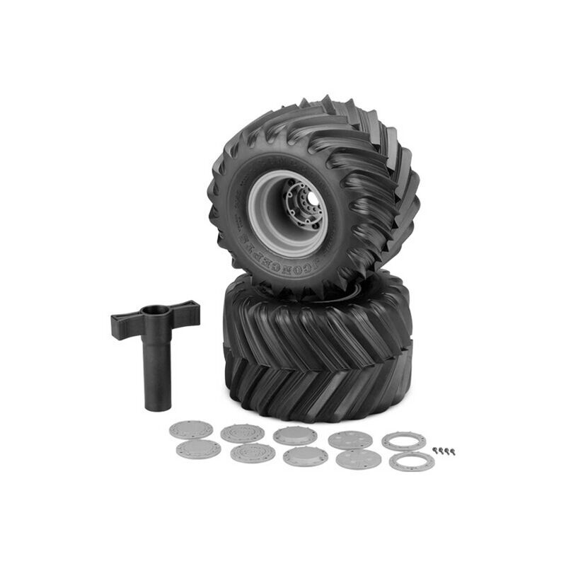 1/8 Renegades Pre-Mounted Monster Truck Tires, Yellow Compound, 3423S Wheels (2)