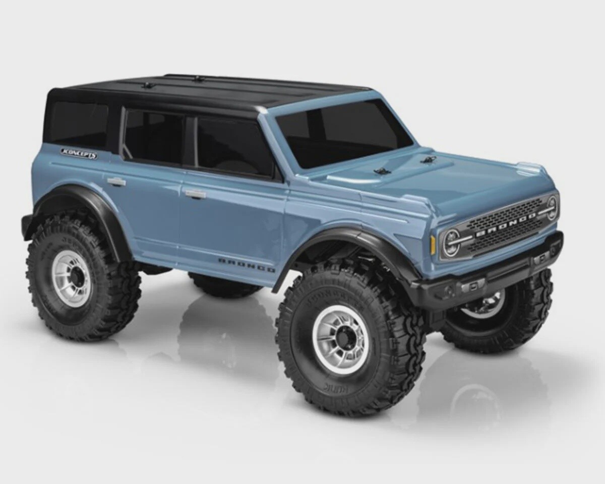 JConcepts 2021 Ford Bronco 4 Door Rock Crawler Pre-Trimmed Body (Clear) (12.3&quot;)