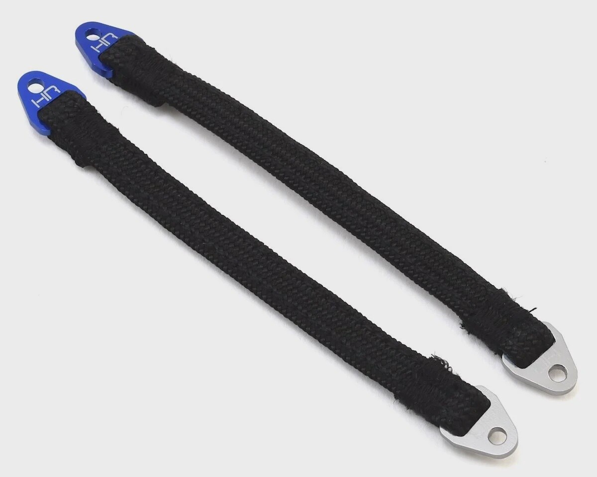 Hot Racing 115mm Suspension Travel Limit Straps (2) (Blue/Silver)