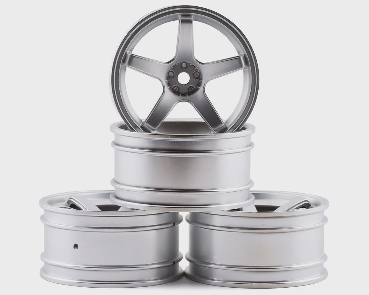 MST Flat silver 5 spokes wheel offset 5 (4) (5mm Offset) w/12mm Hex