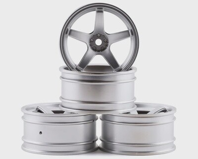 MST Flat silver 5 spokes wheel offset 5 (4) (5mm Offset) w/12mm Hex
