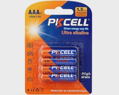 PKCell Ultra Alkaline AAA Batteries 4 Pack (Mercury &amp; Cadmium Free)