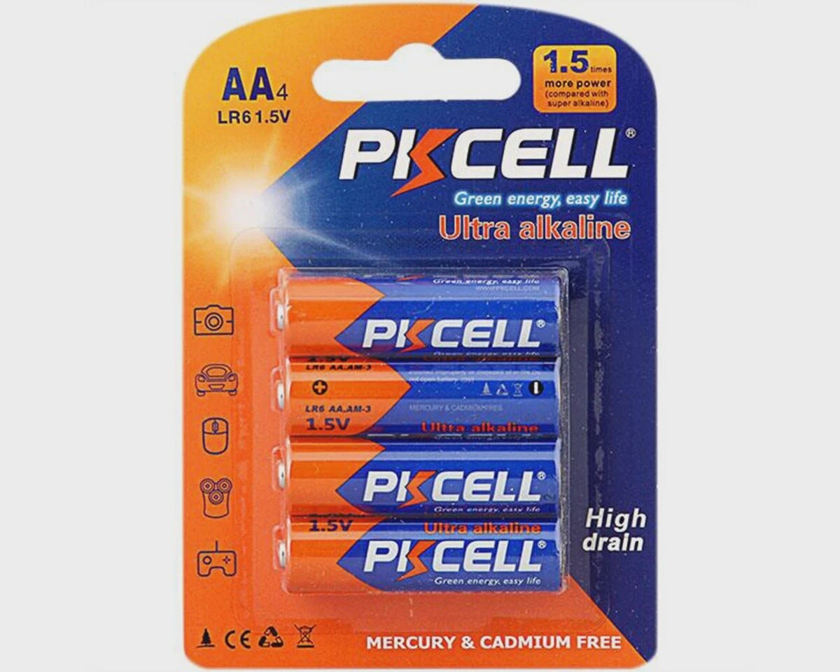 PKCell Ultra Alkaline AA Batteries 4 Pack PKE511225