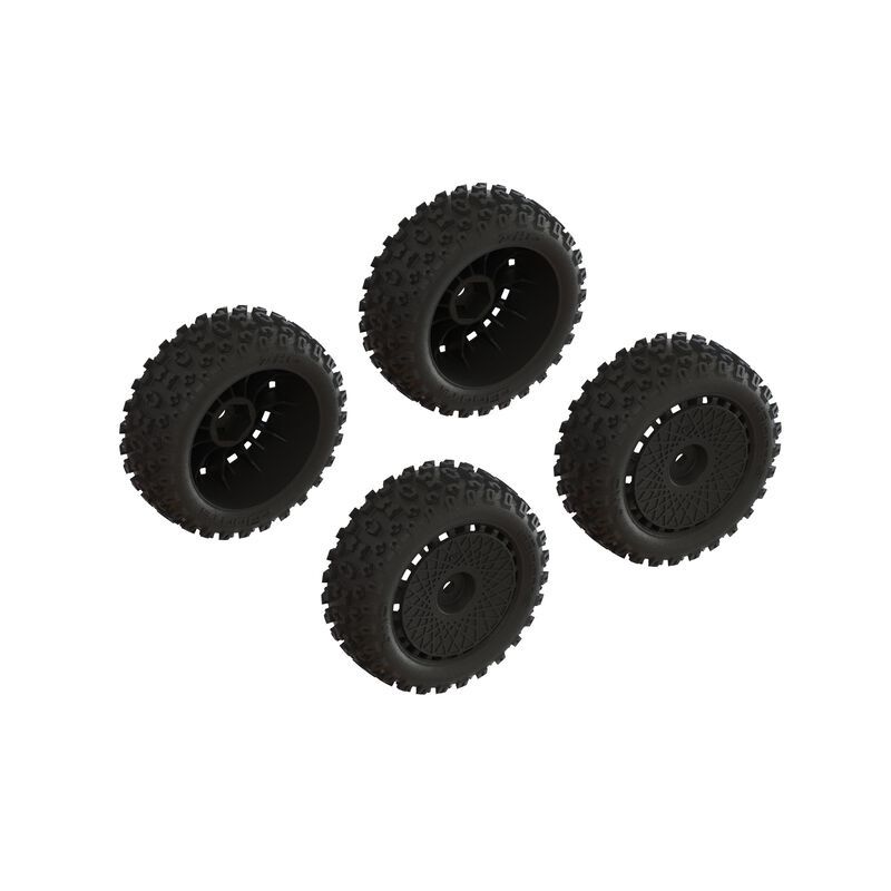 DBOOTS &#39;2-HO&#39; TIRE SET GLUED (BLACK) (2 PAIRS)