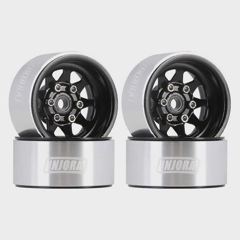 1.0&quot; Negative Offset 3.78mm Deep Dish Stamped Steel Wheel Rims For 1/24 RC Crawlers (4) (W1004), Colour: black