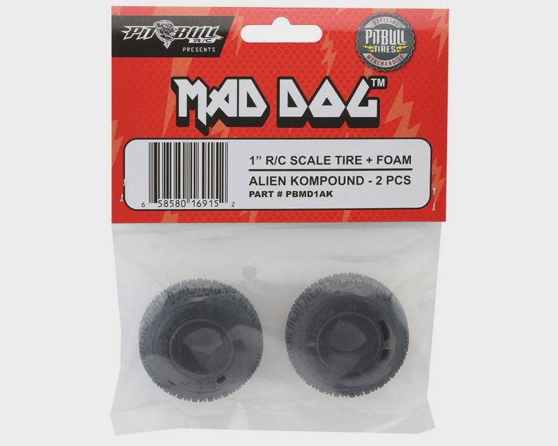 Pit Bull Tires 1.0" Mad Dog Micro Crawler Tires (2) (Alien) w/Foam Inserts