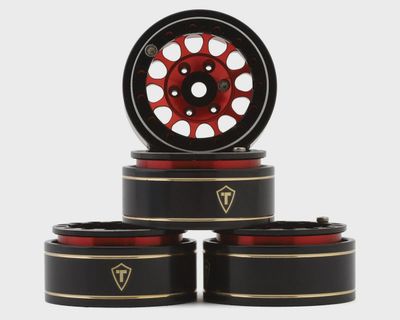 Treal Hobby Type I 1.0&quot; Classic 12-Spoke Beadlock Wheels (Red) (4) (27.2g)