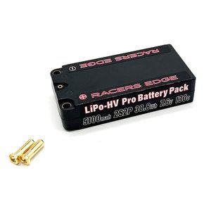 Racers Edge 5100mAh 2S 7.6V 130C Shorty Hard Case Lipo 5mm