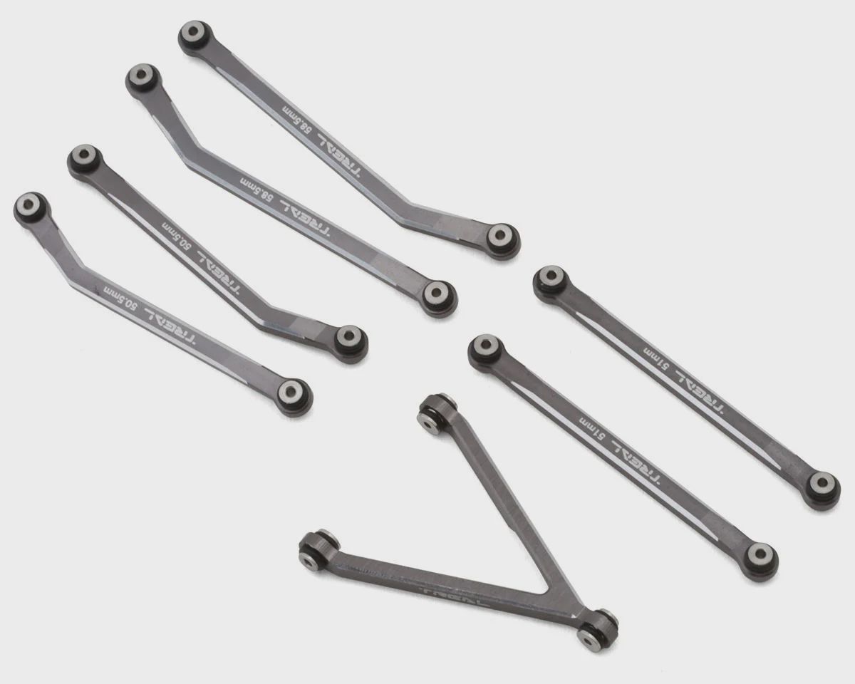 Treal Hobby Axial SCX24 Aluminum High Clearance Link Set (Grey) (JLU/C10/Bronco)