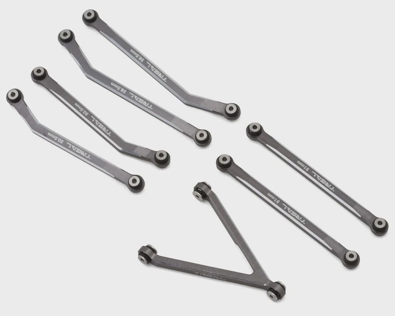 Treal Hobby Axial SCX24 Aluminum High Clearance Link Set (Grey) (JLU/C10/Bronco)