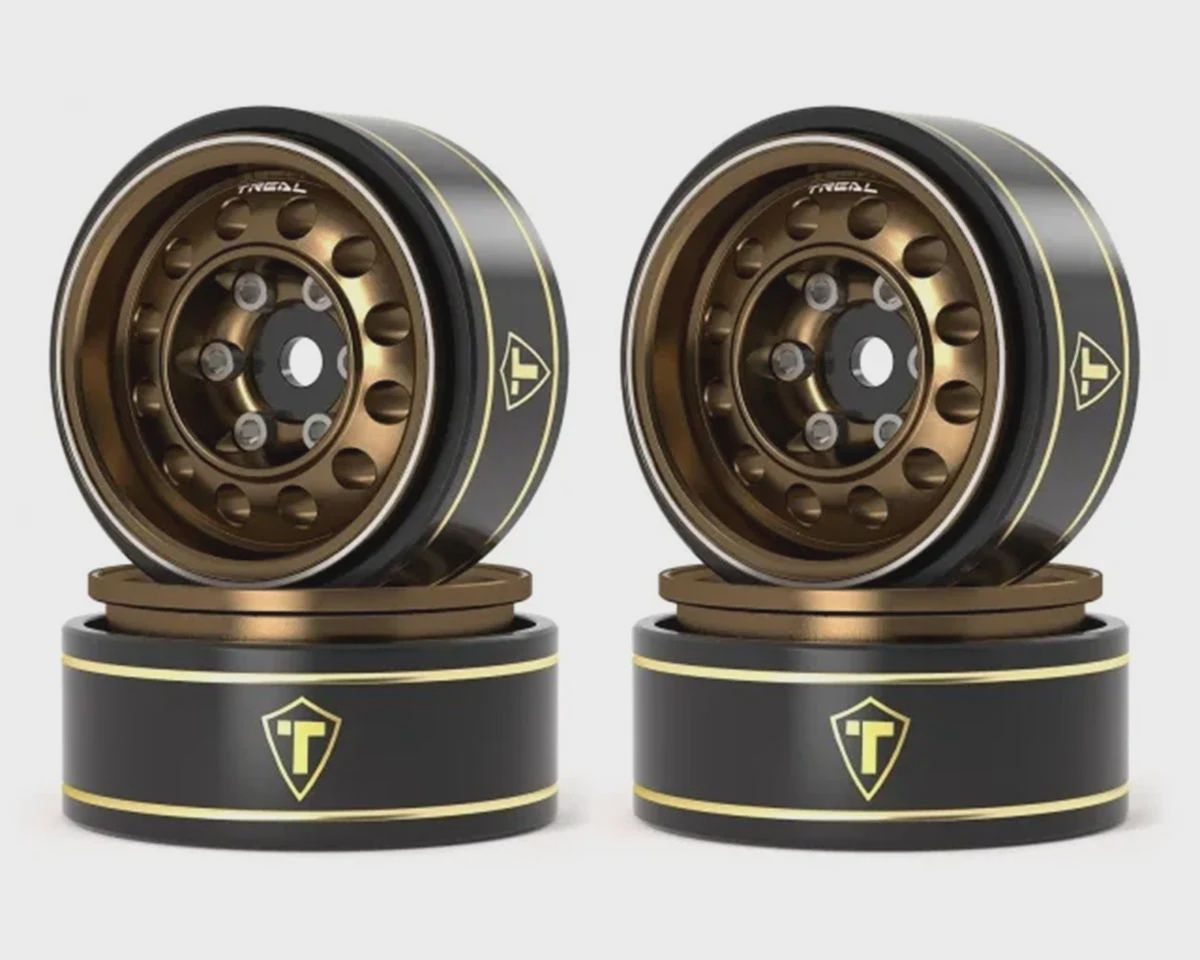 Treal Hobby Type K 1.0&quot; 12-Hole Beadlock Classic Vintage Wagon Wheels (Bronze) (4) (28.9g)