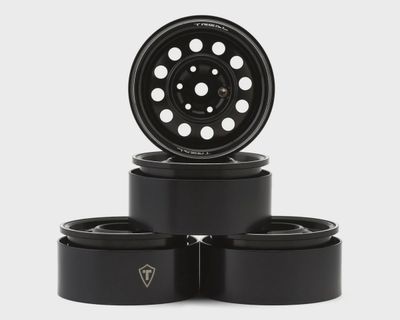 Treal Hobby Type I 1.9&quot; Vintage 12-Hole Beadlock Wheels (Black) (4)