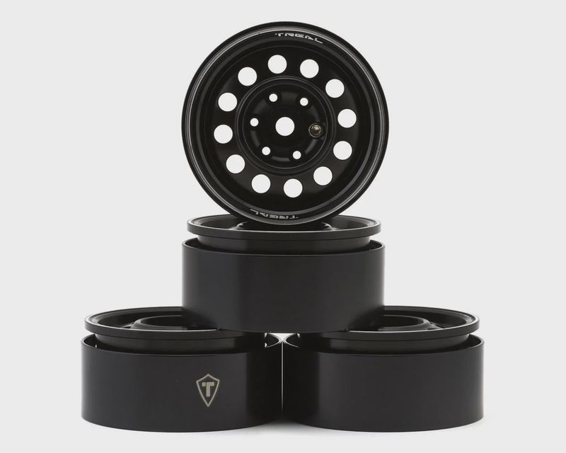 Treal Hobby Type I 1.9&quot; Vintage 12-Hole Beadlock Wheels (Black) (4)